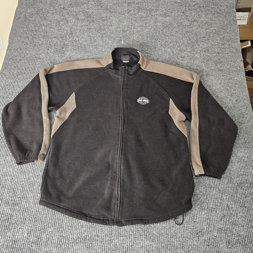 Harley-Davidson Jacket Mens Large Black Myrtle Beach Fleece Full Zip Motorcycle